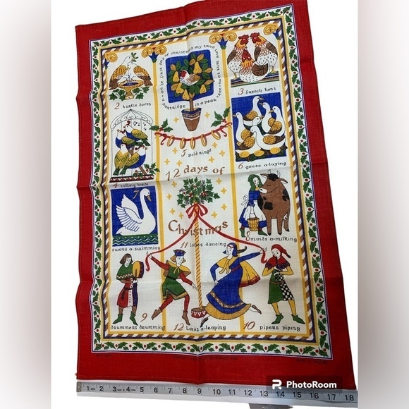 ULSTER WEAVERS Linen Tea Towel 12 Days of Christmas - Picture 1 of 6
